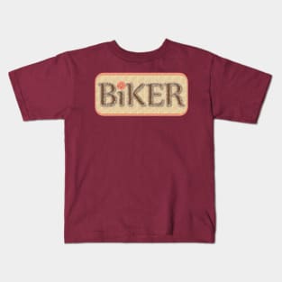 Brown Biker Text Kids T-Shirt